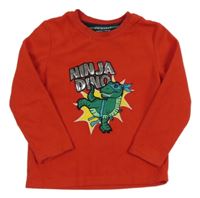 Červené fleecové pyžamové triko s dinem Primark