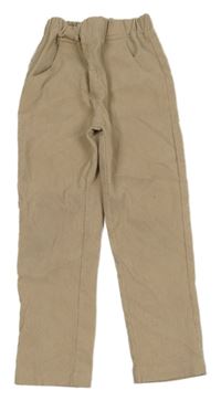 Béžové žebrované sametové tregíny 