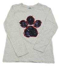 Světlešedé melírované triko s tlapkou z flitrů Nickelodeon