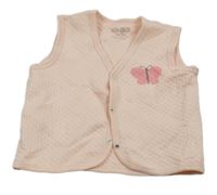 Světlerůžová vzorovaná propínací vesta s motýlkem 