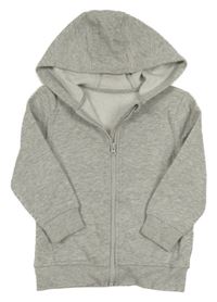 Šedá melírovaná propínací mikina s kapucí George