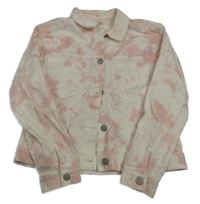 Bílo-růžová batikovaná crop riflová bunda F&F