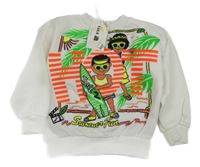 Nové - bílo-barevná lehká mikina s obrázkem 