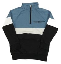 Modro-bílo-černá mikina s nápisem F&F