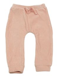 Světlerůžové žebrované plyšové tepláky Nutmeg