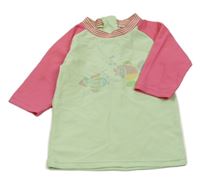 Mintovo-růžové UV tričko s rybkami 