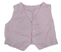 Světlerůžová pruhovaná crop lehká vesta 