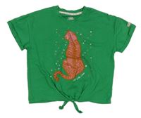 Zelené crop tričko s leopardem WE