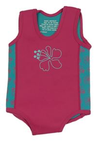Růžovo-zelené neoprenové body s květem 