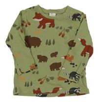 Zelené triko se zvířaty H&M