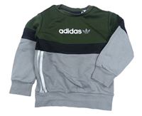 Khaki-šedo-černá mikina s logem Adidas