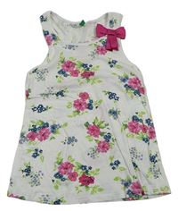 Bílo-růžový květovaný top s mašlí Benetton