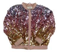 Růžovo-barevný flitrovaný podšitý bomber H&M
