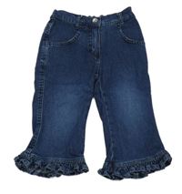 Tmavomodré flare capri rifle s volánky Jako-o