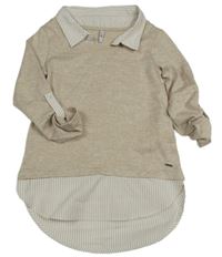 Béžový melírovaný svetr s halenkovým prvkem Hailys 