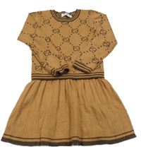 Hnědé úpletové vzorované šaty 