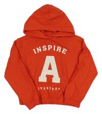 Červená crop mikina s nápisy a kapucí H&M