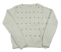 Bílý svetr s kamínky 