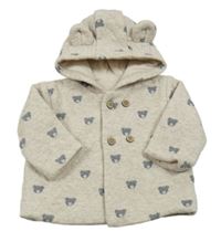 Béžová propínací podšitá mikina s medvídky a kapucí George