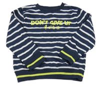 Tmavomodro-bílá pruhovaná mikina s nápisem Topolino