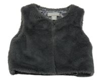 Antracitová kožešinová podšitá vesta Primark