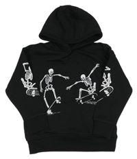 Černá mikina s kostlivci a kapucí Next