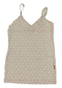 Béžovo-bílá košilka se srdíčky 