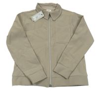 Nové - Béžová žebrovaná propínací mikina s límečkem River Island