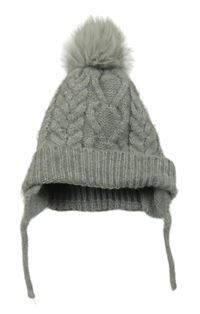 Šedá vzorovaná čepice s bambulí Primark