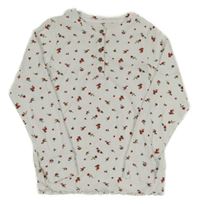 Bílé květované žebrované triko Next