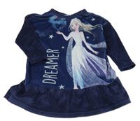 Tmavomodrá plyšová noční košile s Elsou Disney