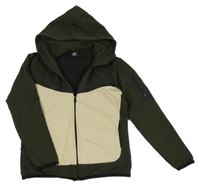 Khaki-béžová propínací mikina s logem a kapucí Nike