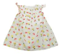 Bílé plátěné šaty s ananasy a melouny C&A