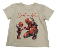 Béžové tričko s potiskem a nápisem - Deadpool 