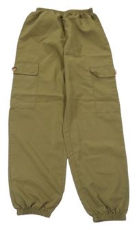 Khaki cargo cuff kalhoty Shein