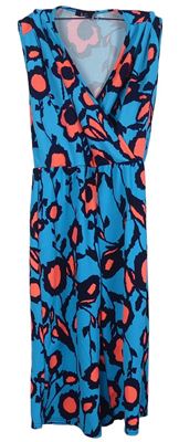 Dámský modro-oranžový vzorovaný letní culottes overal 