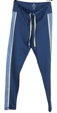 Dámské tmavomodro-světlemodré sportovní legíny s pruhy F&F