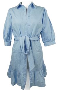 Dámské světlemodré košilové šaty s páskem New Look 