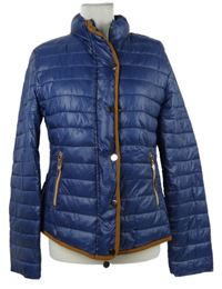 Dámská tmavomodrá prošívaná šusťáková zateplená bunda