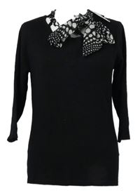 Nové - Dámský černý lehký svetr s mašlí zn.Vogue 