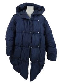 Dámský tmavomodrý šusťákový zimní kabát s kapucí Papaya 