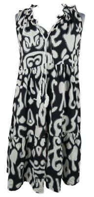 Dámské černo-bílé vzorované šaty 