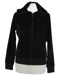 Dámská černá sametová propínací mikina s kapucí Miss Fiori