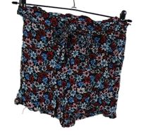 Dámské černo-modro-červené kytičkované kraťasy s mašlí H&M vel. 32