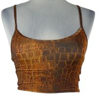 Nové - Dámský oranžovo-hnědý vzorovaný crop top 