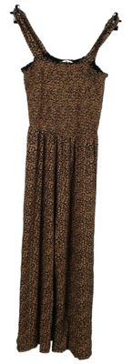 Dámský starorůžovo-černý vzorovaný letní kalhotový culottes overal TU 