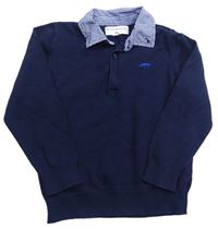 Tmavomodrý svetr s košilovým límečkem M&S
