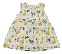 Smetanové bavlněné šaty se žirafami F&F
