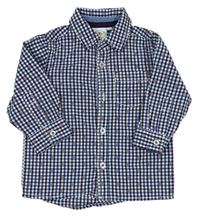 Modro-bílo-černá kostkovaná košile se vzorem 