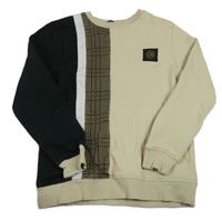 Béžovo-černá mikina se vzorem a nášivkou zn. George